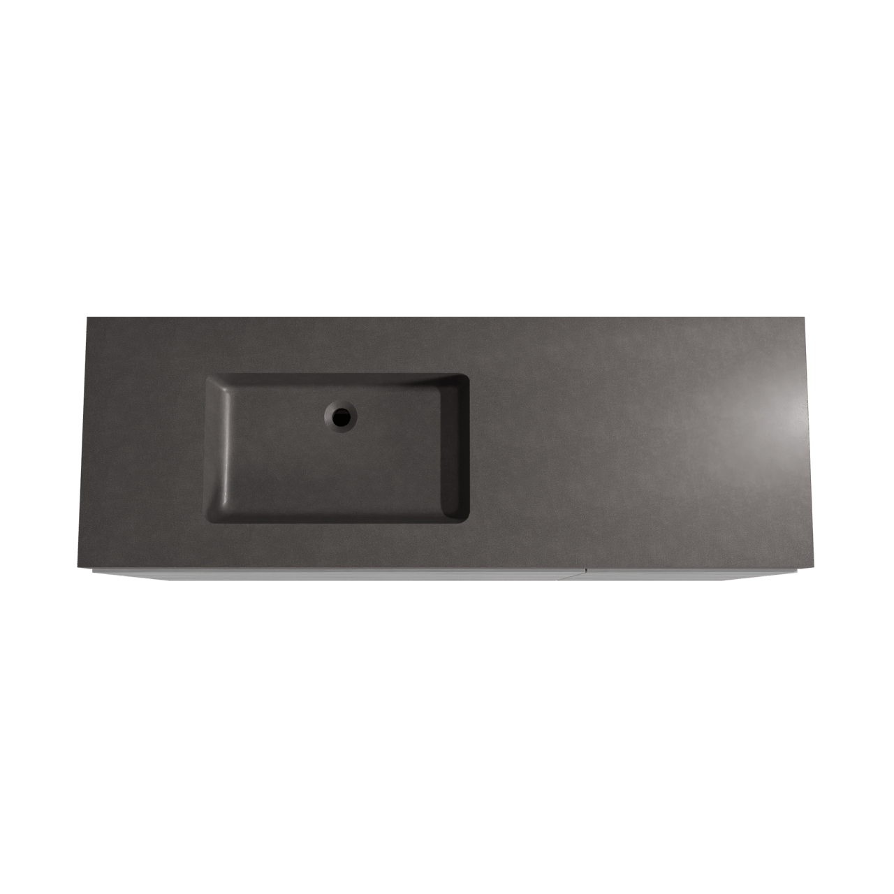 Storke Edge staand badkamermeubel 150 x 52 cm beton donkergrijs met Scuro High asymmetrisch linkse wastafel in kwarts mat zwart