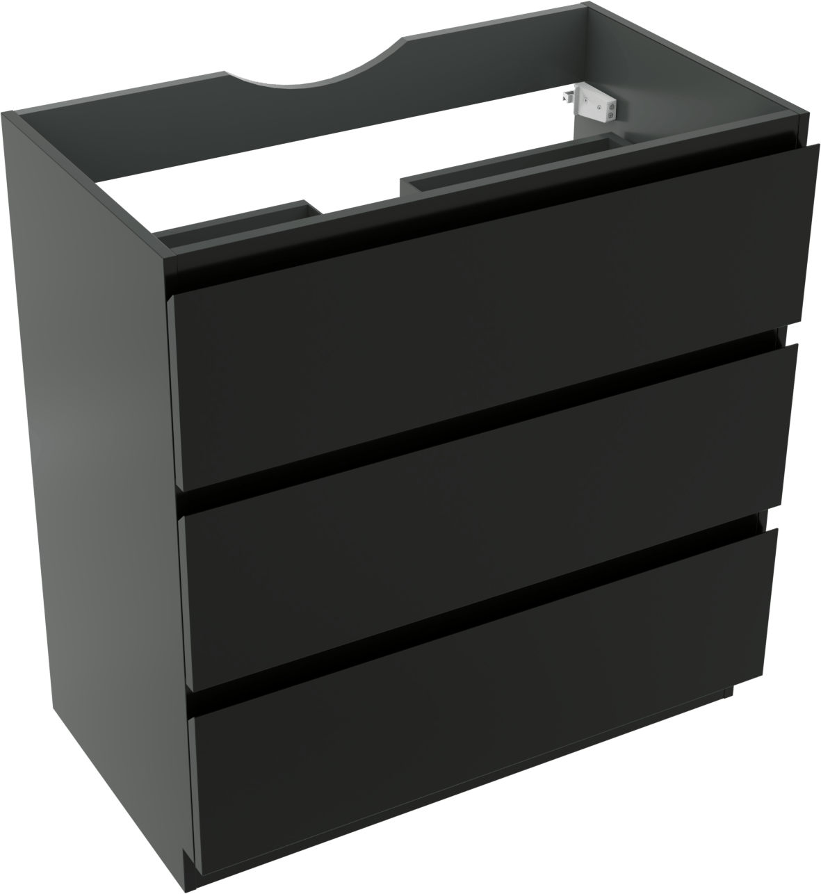 Linie Lado meuble sous-lavabo a poser 80 x 46 cm Noir Mat 3 tiroirs