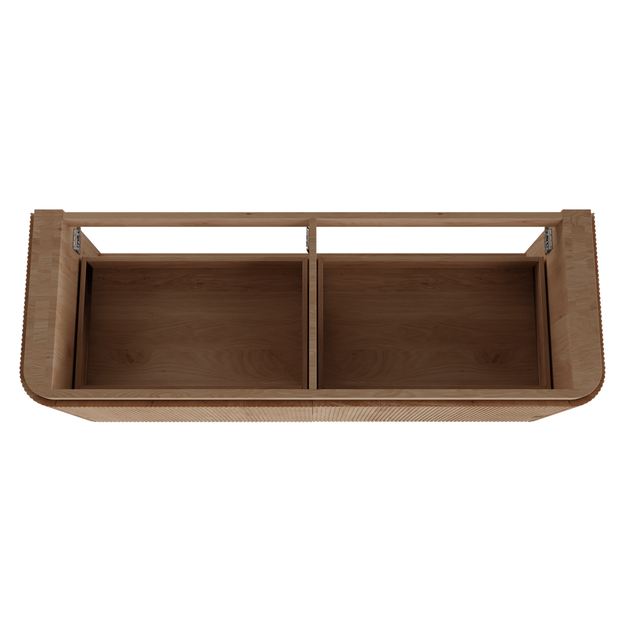 Balmani Moon hängender Waschbeckenunterschrank: 160 x 55 cm, Eiche natur, 2 Schubladen, Vert. Sym. Rippe