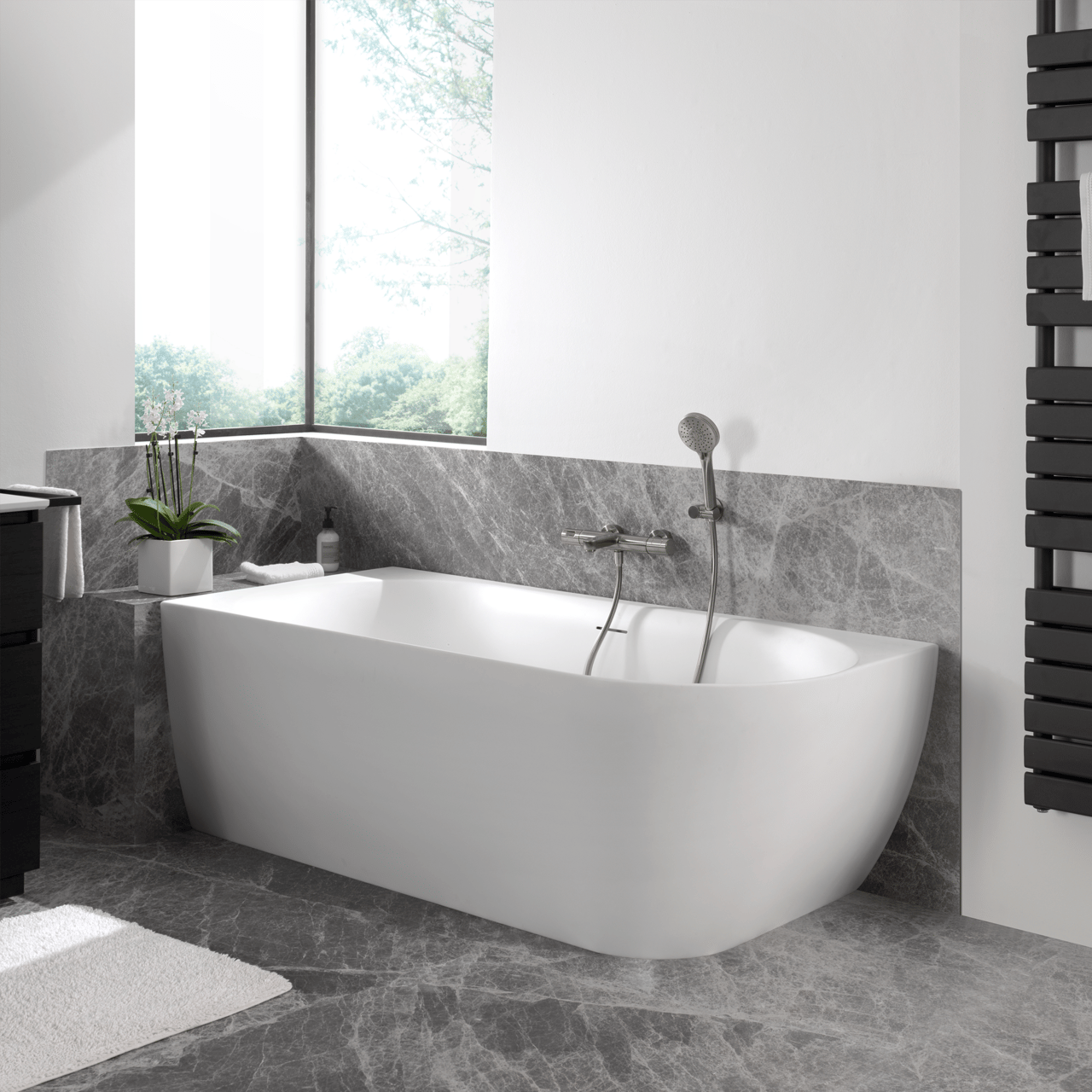 Luca Varess Otello baignoire d'angle gauche duo 170 x 80 cm acrylique blanc mat, bonde incluse