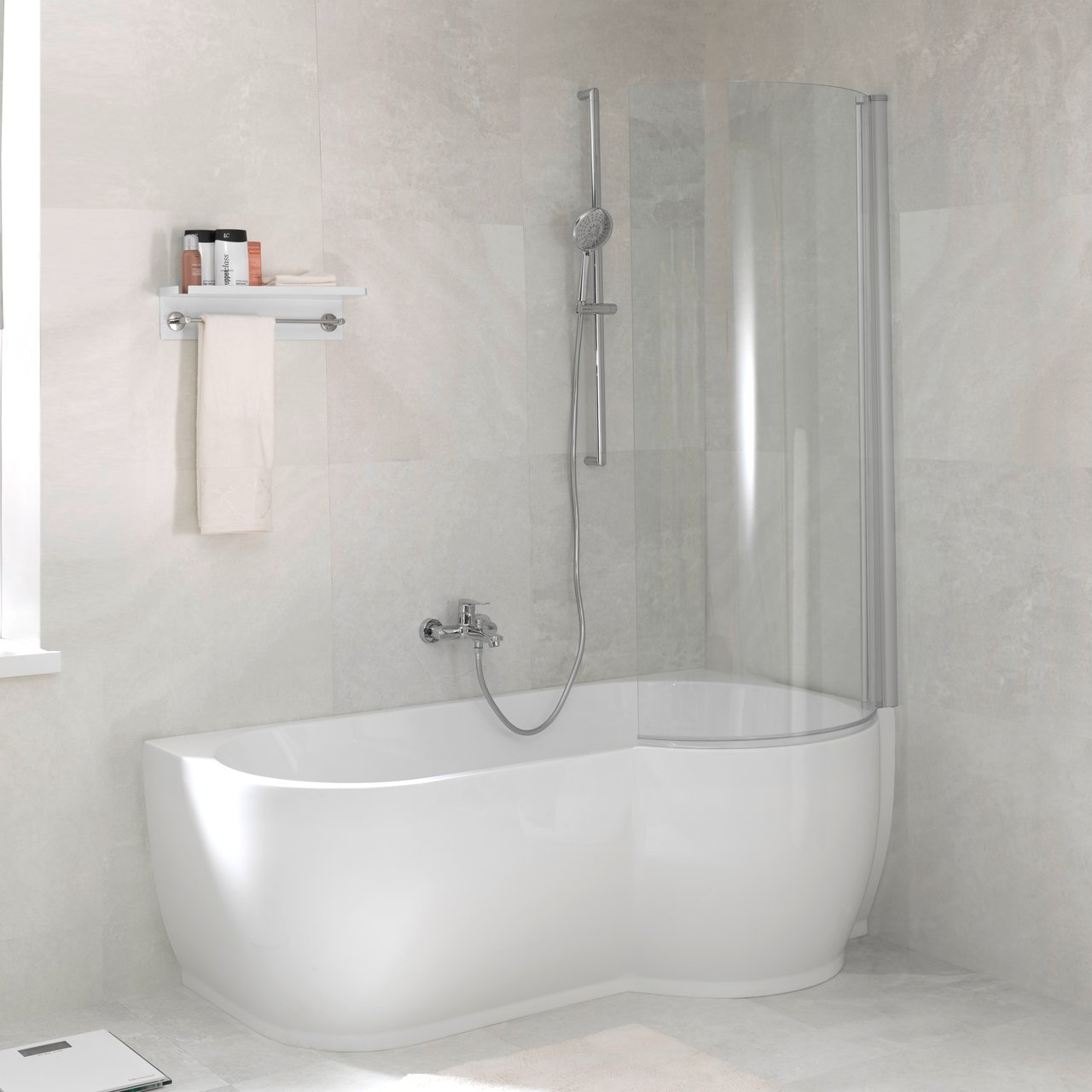 Linie Paulo baignoire d'angle droite duo 170 x 90 cm acrylique Blanc Brillant