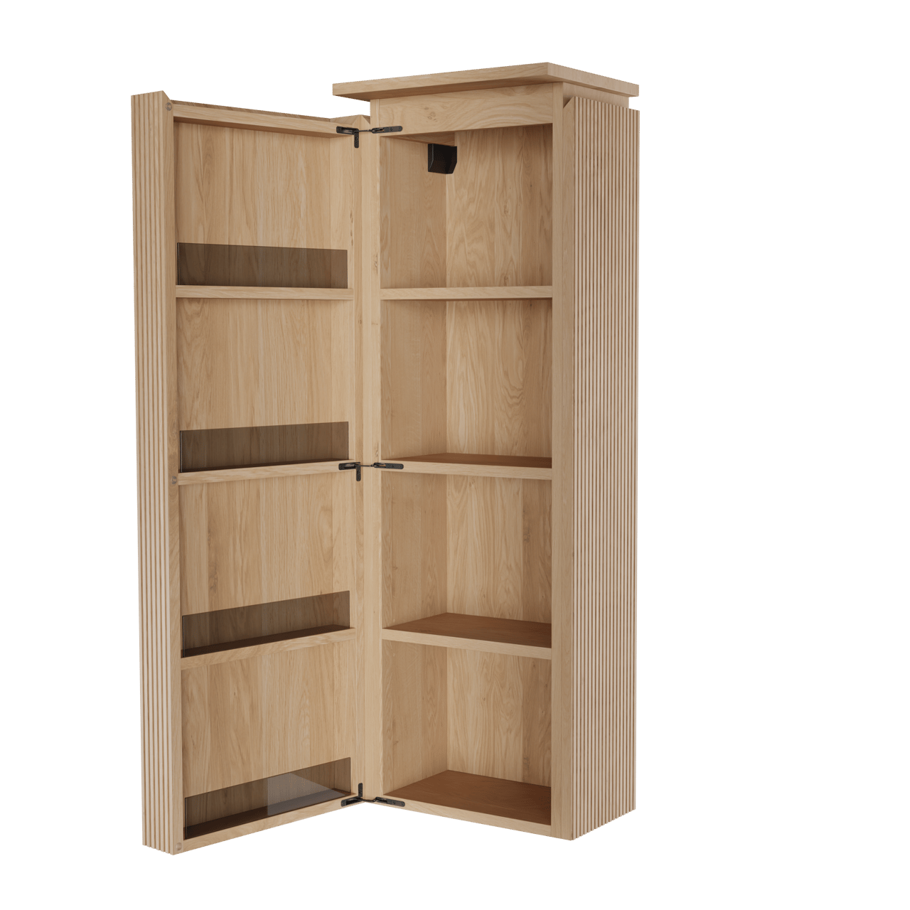 Balmani Eclips Ribs zwevende kolomkast links natuur eiken 44 x 32 x 130 cm vert. sym. groef