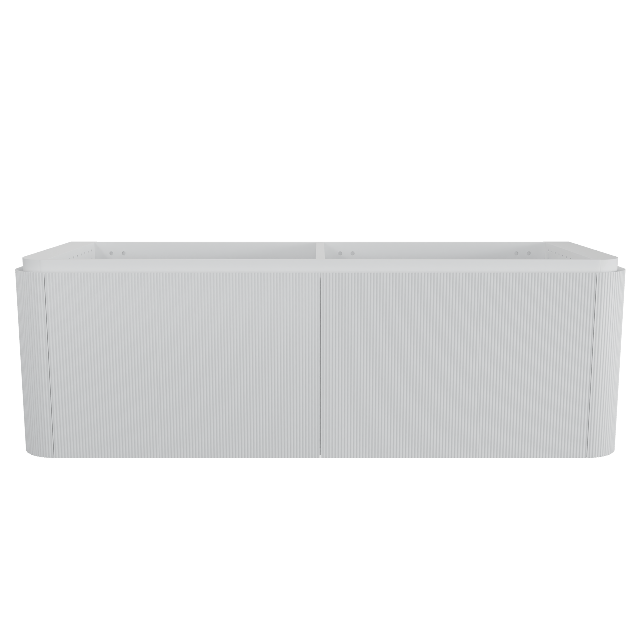 Balmani Moon hängender Waschbeckenunterschrank: 160 x 55 cm, weiß matt, 2 Schubladen, Vert. Sym. Rippe