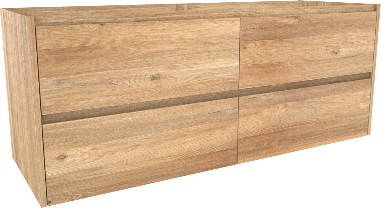 Storke Seda hängender Waschbeckenunterschrank: 150 x 52 cm, Eiche rustikal, 4 Schubladen