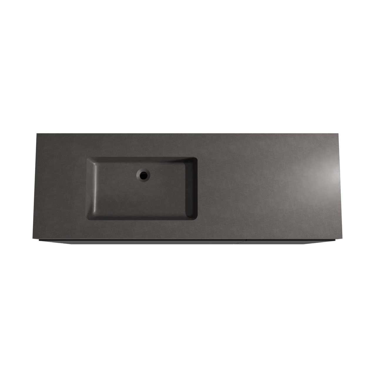 Storke Edge staand badkamermeubel 150 x 52 cm mat zwart met Scuro High asymmetrisch linkse wastafel in kwarts mat zwart