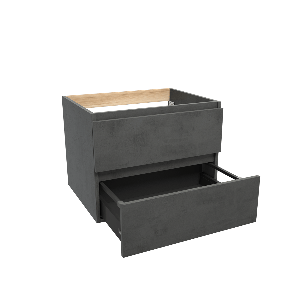 Balmani Lucida hängender Waschbeckenunterschrank: 67,5 x 55 cm, Beton dunkelgrau, 2 Schubladen