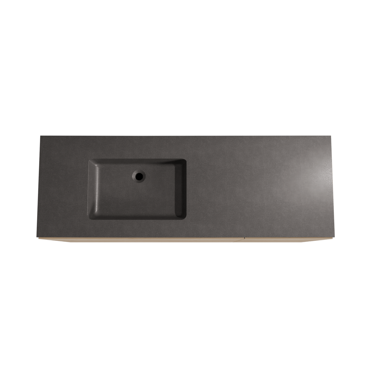 Storke Edge staand badmeubel 150 x 52 cm ruw eiken met Scuro asymmetrisch linkse wastafel in kwarts mat zwart