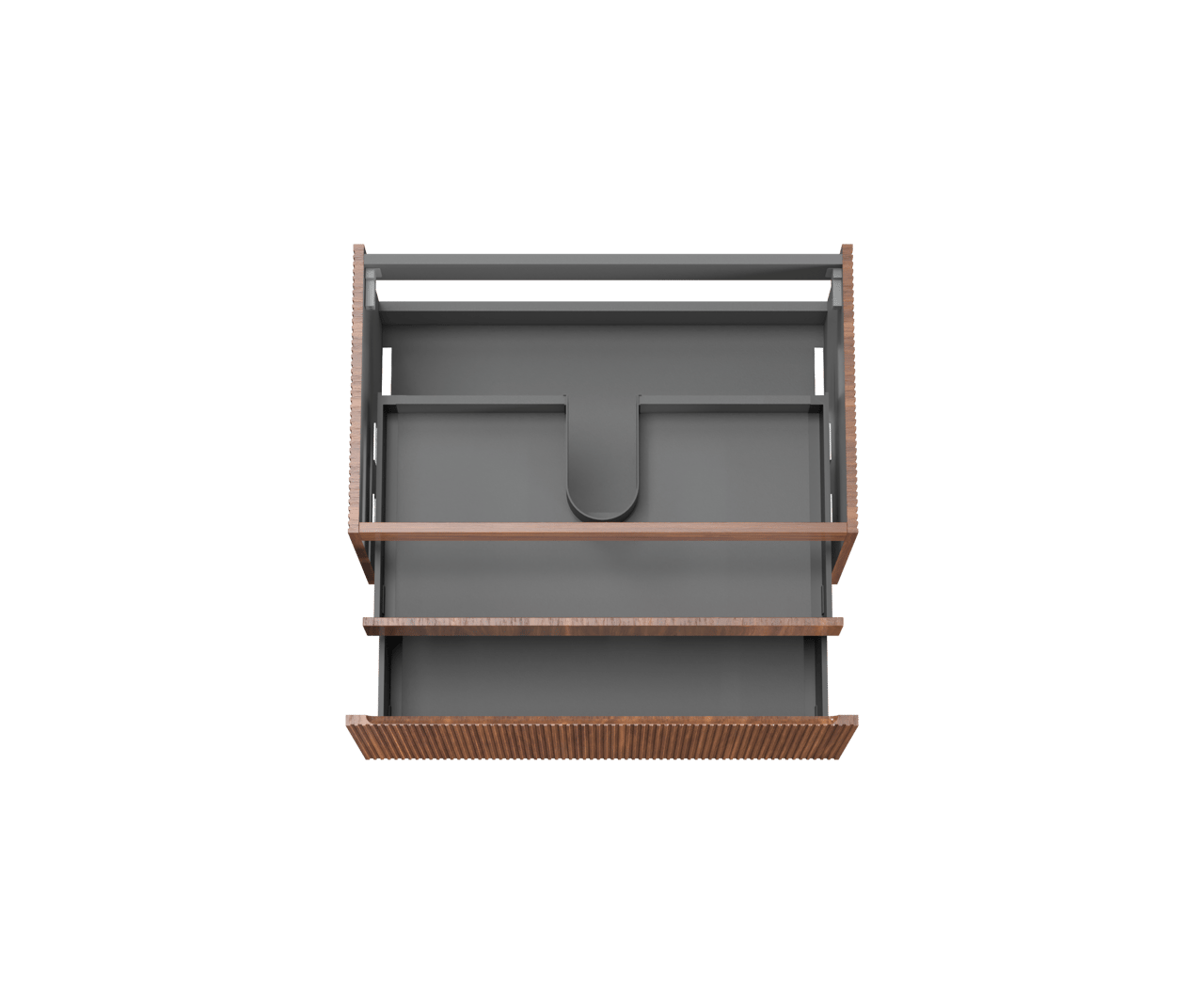 Storke Ribs zwevende wastafelonderkast 85 x 52 cm notelaar 2 lades