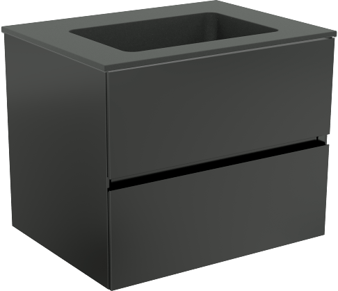 Storke Edge meuble salle de bains suspendu 60 x 46 cm noir mat avec Scuro plan simple en quartz noir mat