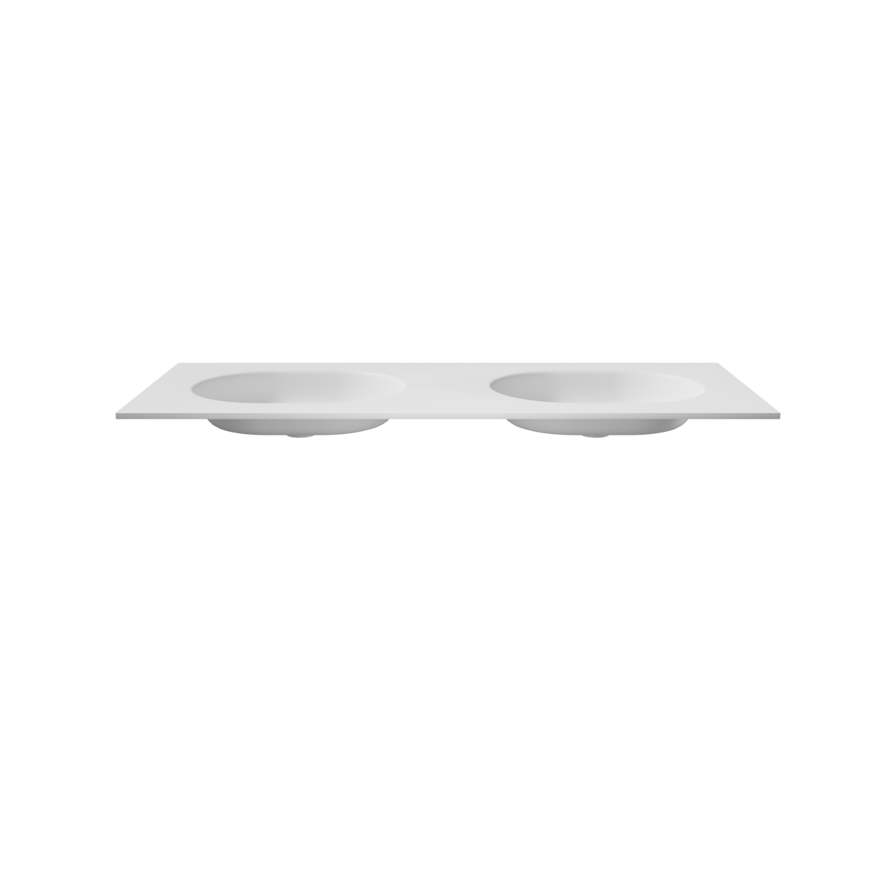 Balmani Tablo Oval dubbele wastafel mat witte Solid Surface 135 x 55 cm