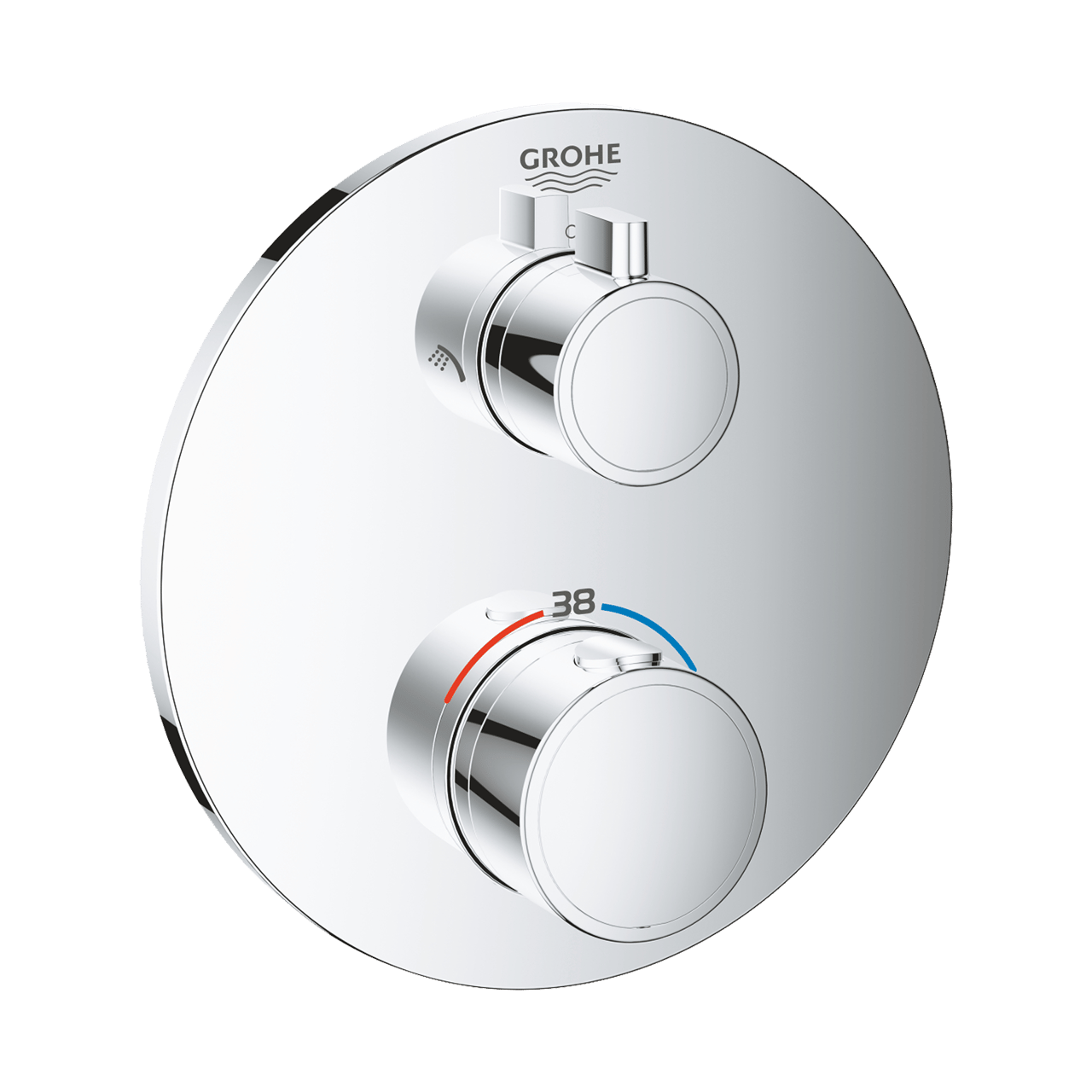 Grohe Grohtherm Round thermostat de douche encastré 2 fonctions chrome brillant