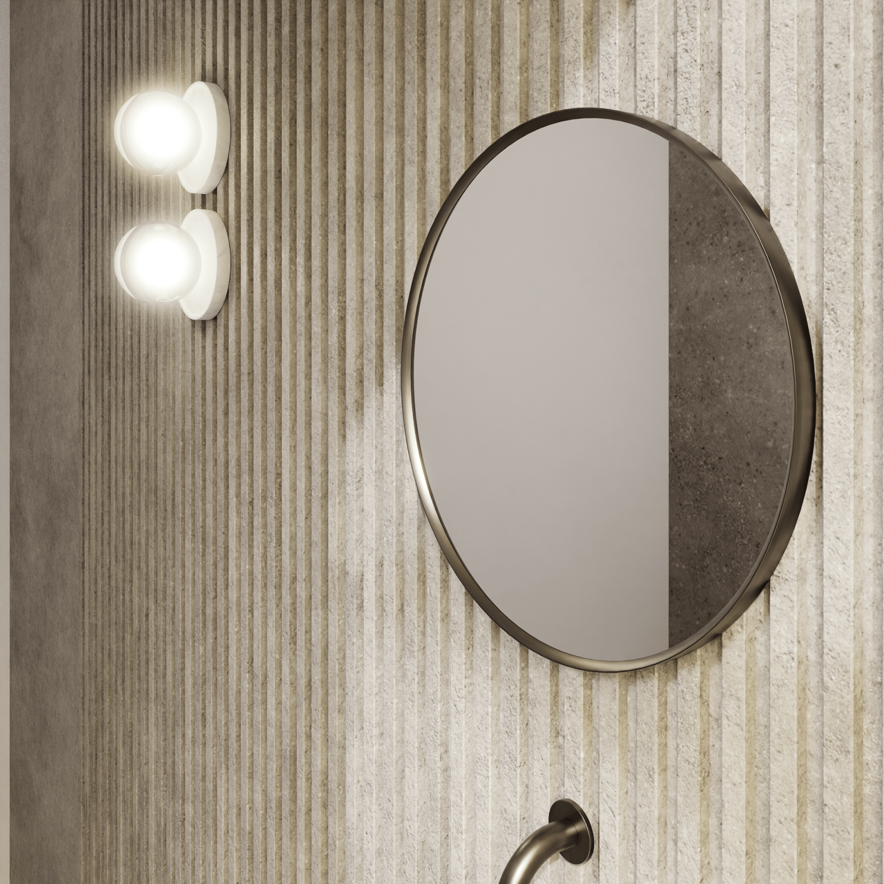 Balmani Auro Gäste-WC Spiegel: Rund, Brushed GunMetal, Ø 45 cm
