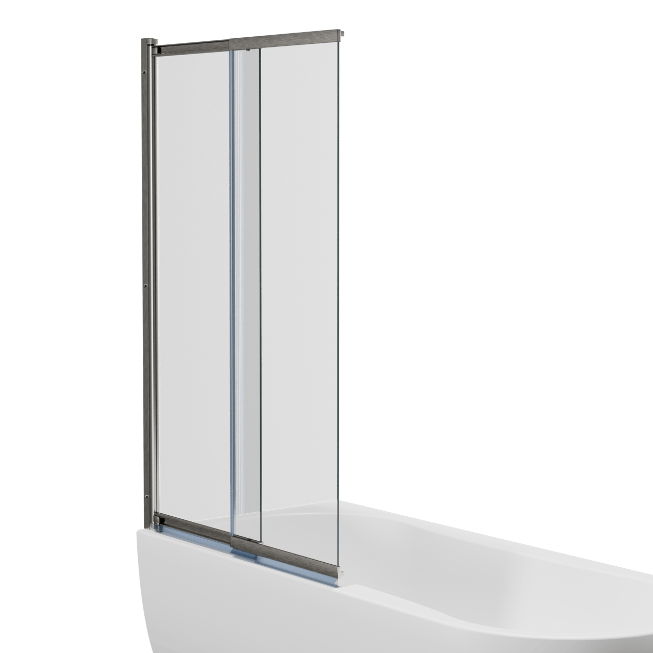 Luca Varess Vetras erweiterbare Badewannenaufsatz 100 cm, Klarglas gebürstet Coolmetal Profil