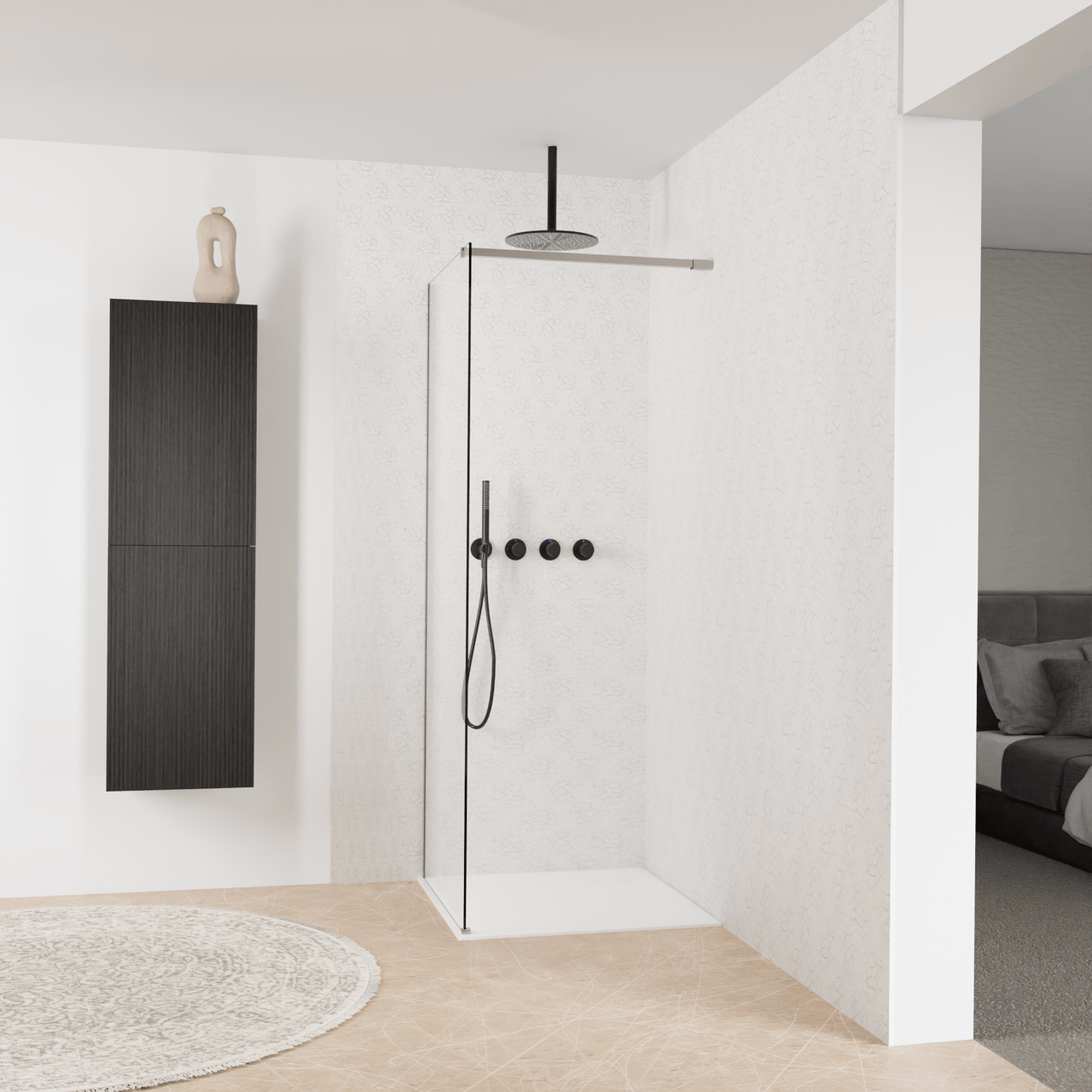 Balmani Modular inloopdouche: 80 x 200 cm, Helder glas, Brushed Inox profielen