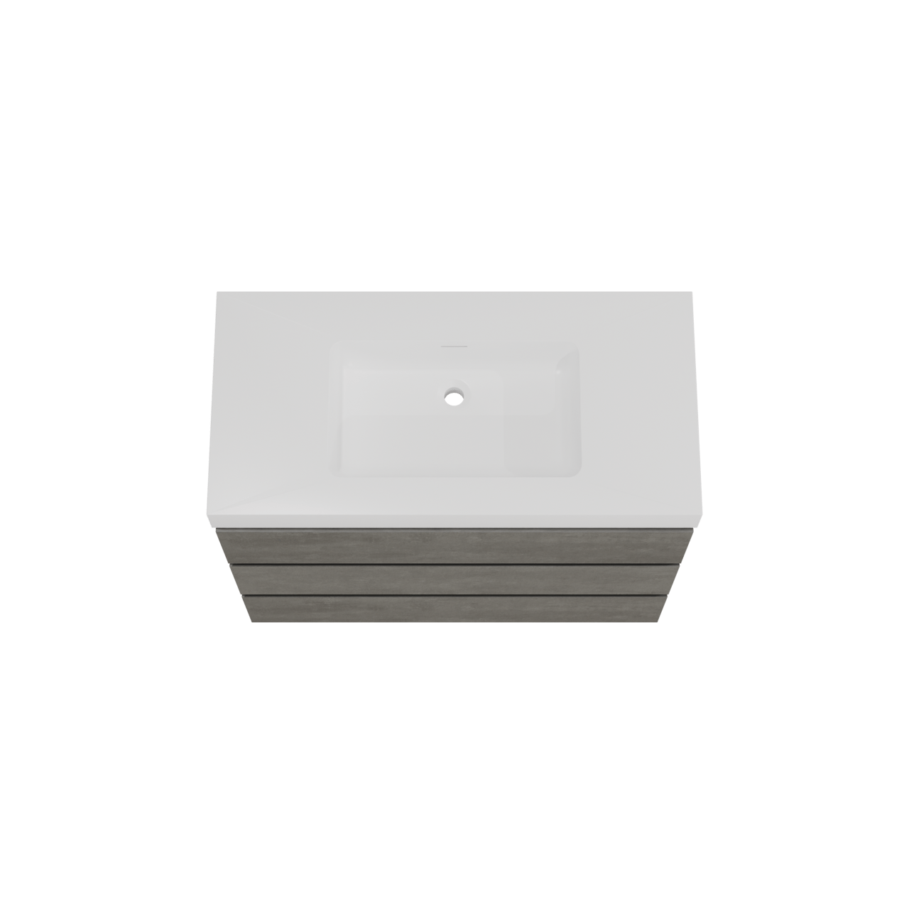 Storke Edge freistehendes Möbelstück Set: 105 x 52 cm, Beton dunkelgrau, mit Mata High Einzelwaschtisch, Solid Surface Weiß matt