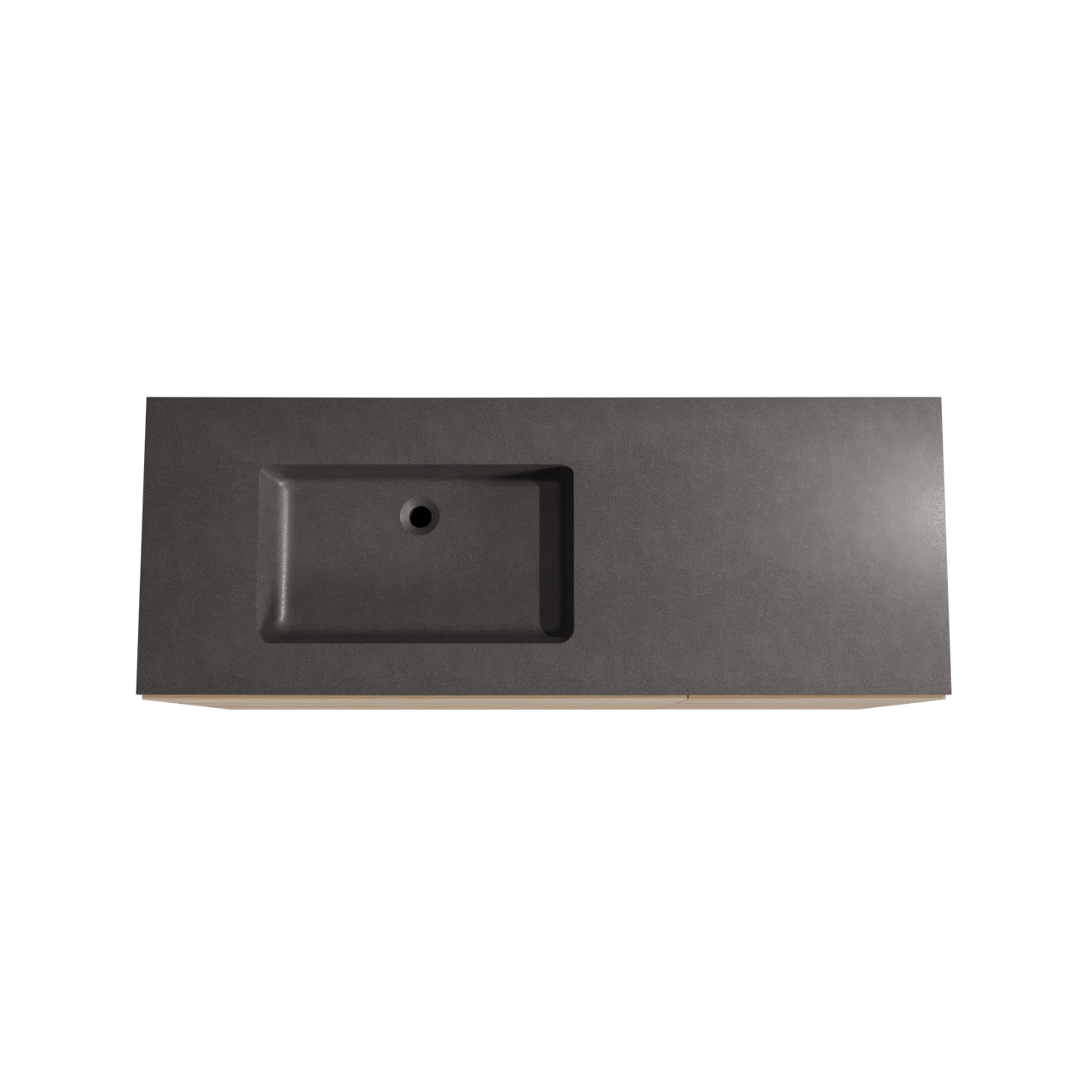 Storke Edge staand badmeubel 140 x 52 cm ruw eiken met Scuro asymmetrisch linkse wastafel in kwarts mat zwart