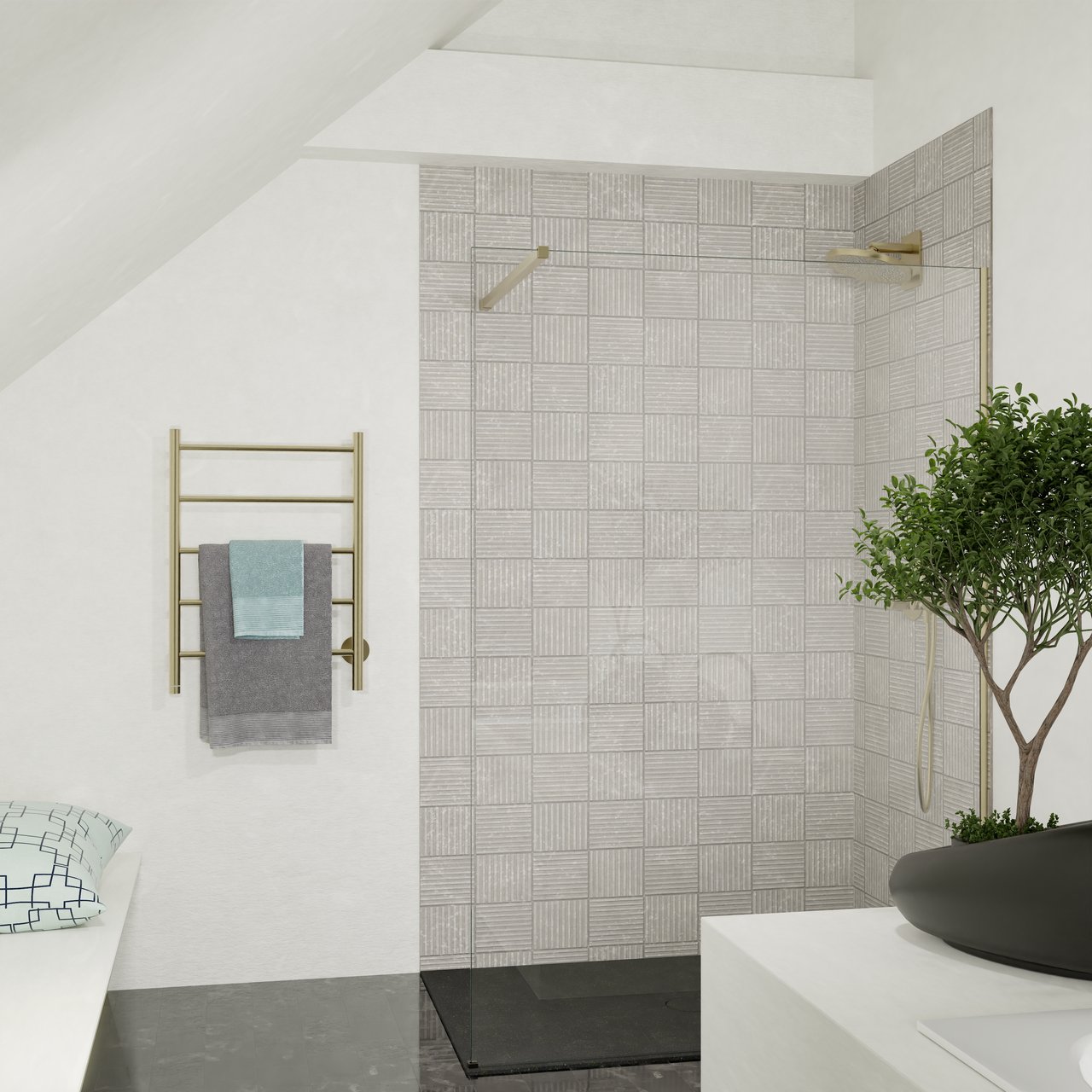 Blaufoss Odda Alto Handtuchwärmer 75 x 55 cm Brushed Champagne Gold 50W