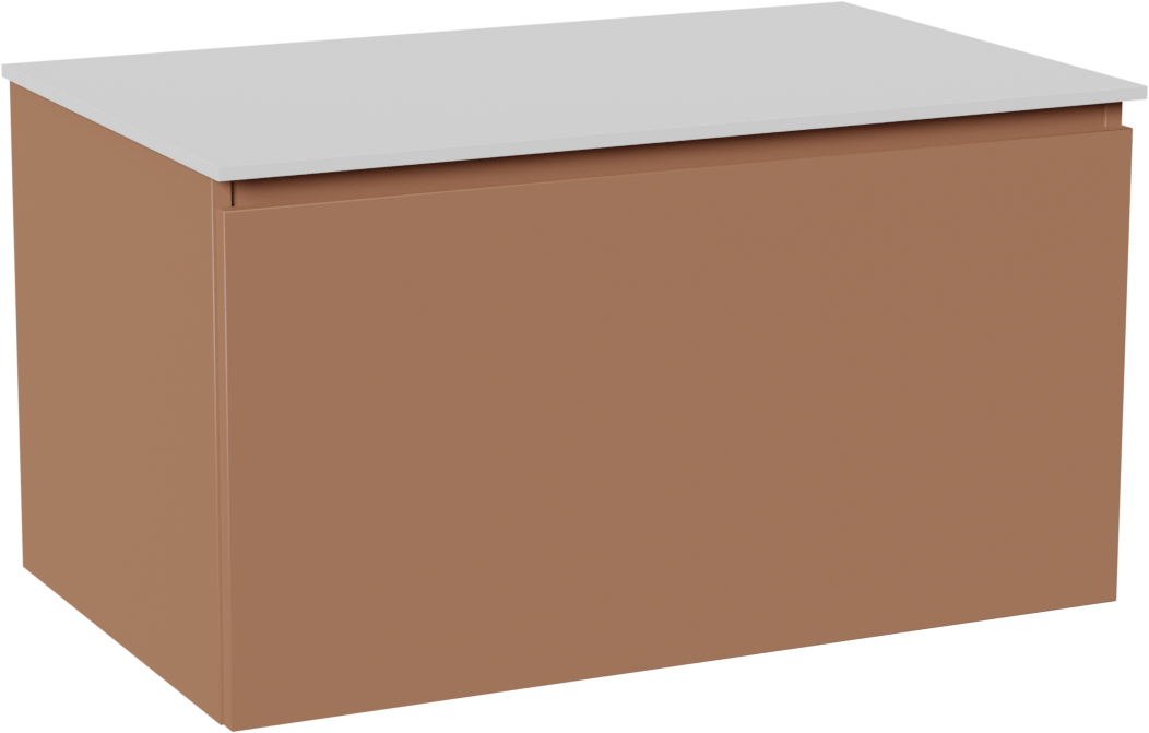 Balmani Sfera by Lucida hängendes Möbelstück Set: 90 x 55 cm, Cotto, mit Stretto Einzel Waschtischplatte, Solid Surface Weiß matt