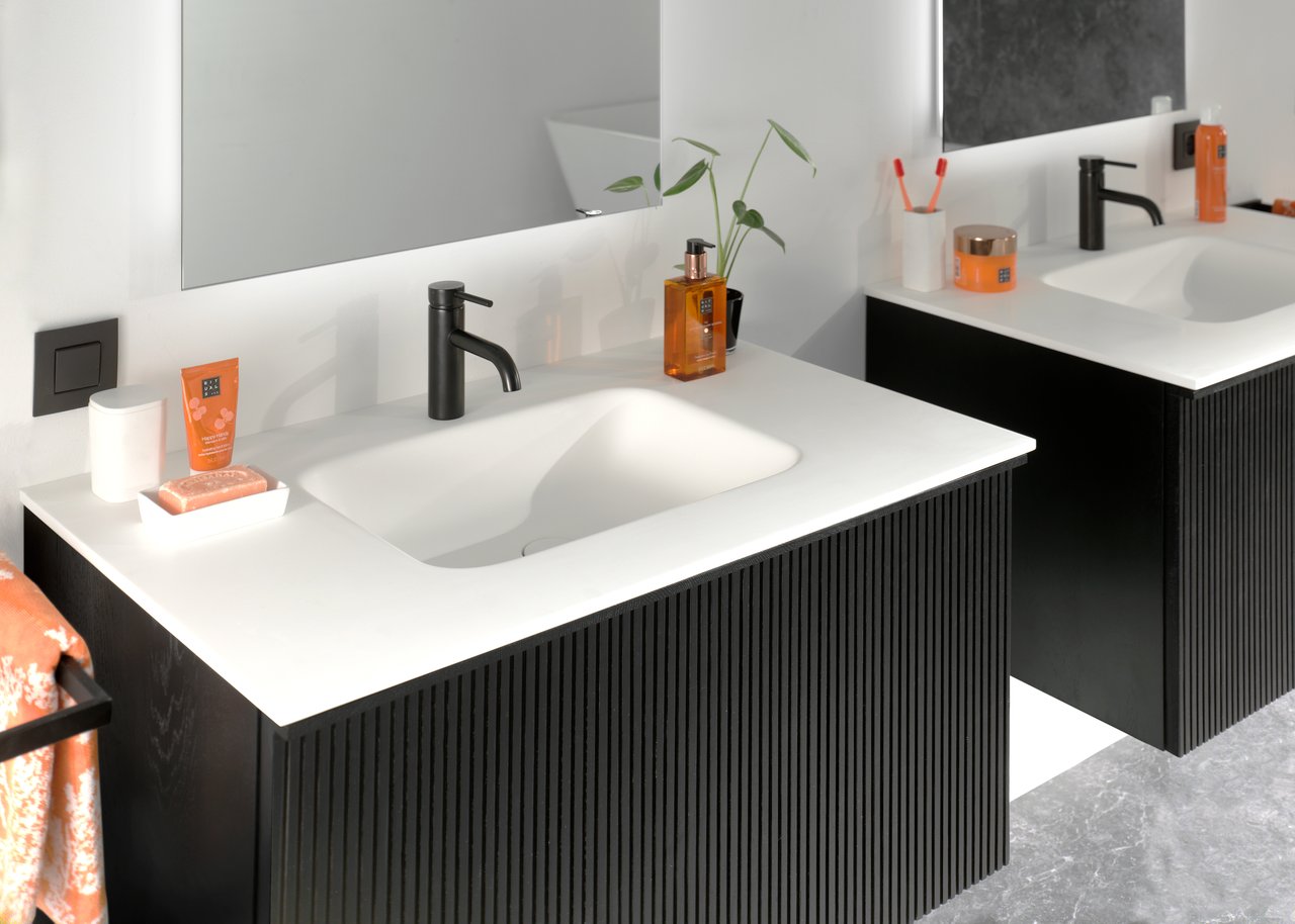 Balmani Tablo Arcato enkele wastafel matte Solid Surface 90 x 55 cm, exclusief crepine