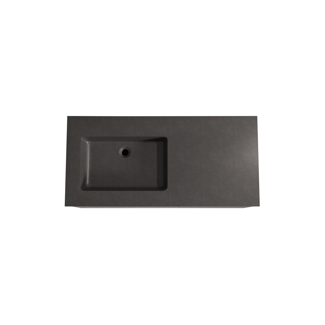 Storke Ribs zwevend badmeubel 110 x 52 cm notenhout met Scuro asymmetrisch linkse wastafel in kwarts mat zwart, Verticale symmetrische rechte ribbel