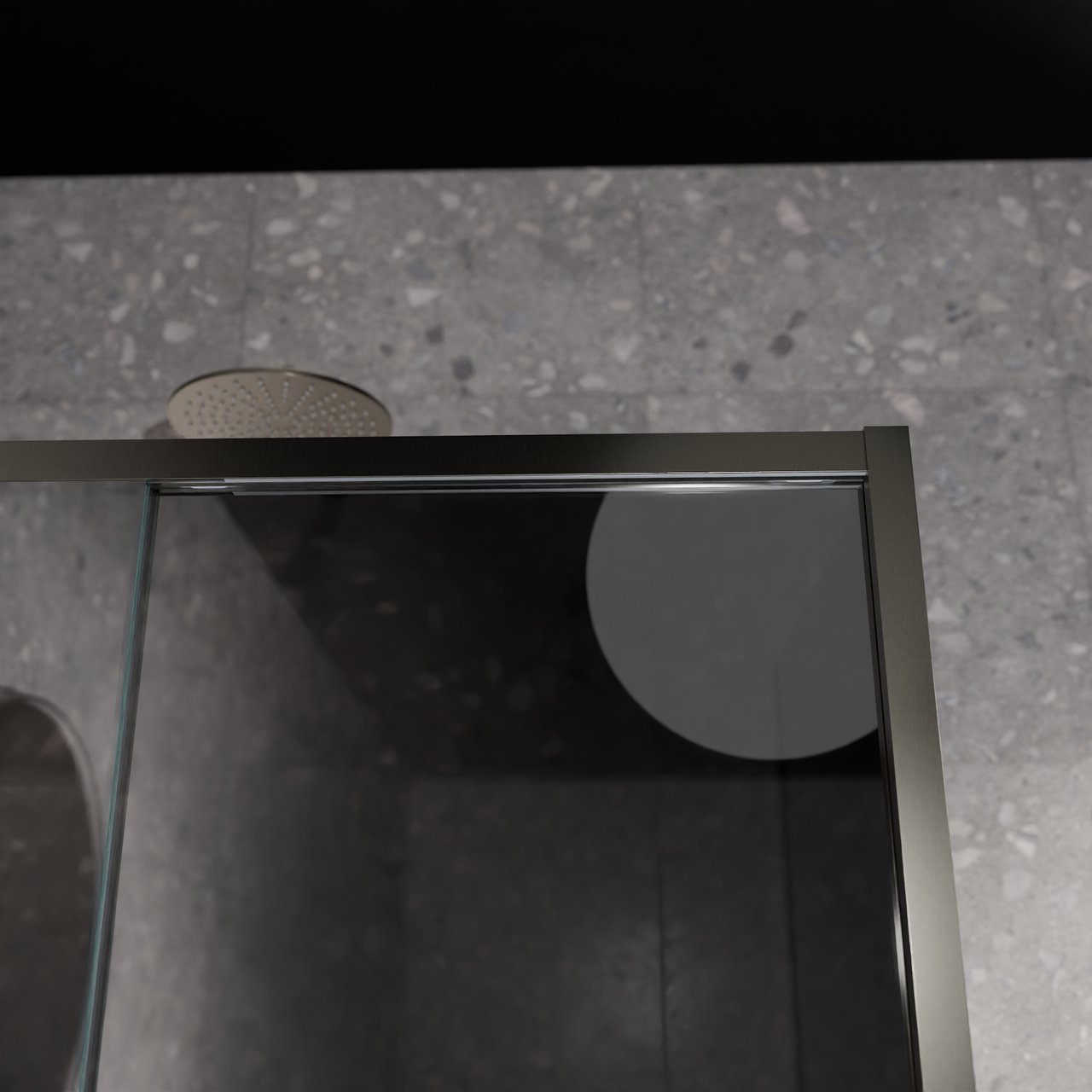 Balmani Senses Design douchehoek met linkse schuifdeur en vaste zijwand, 120 x 100 cm, Reflex spiegelglas, Brushed GunMetal profielen