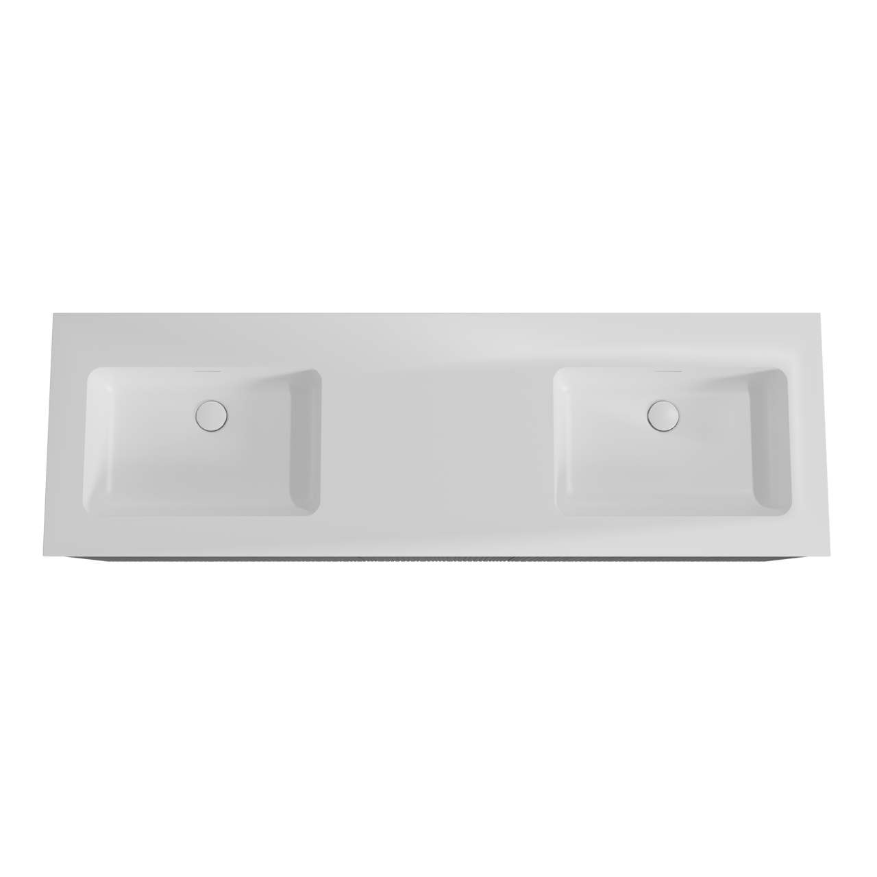 Storke Ribs zwevend badmeubel 165 x 52 cm zwart eiken met Mata dubbele wastafel in solid surface mat wit, Verticale asymmetrische rechte ribbel