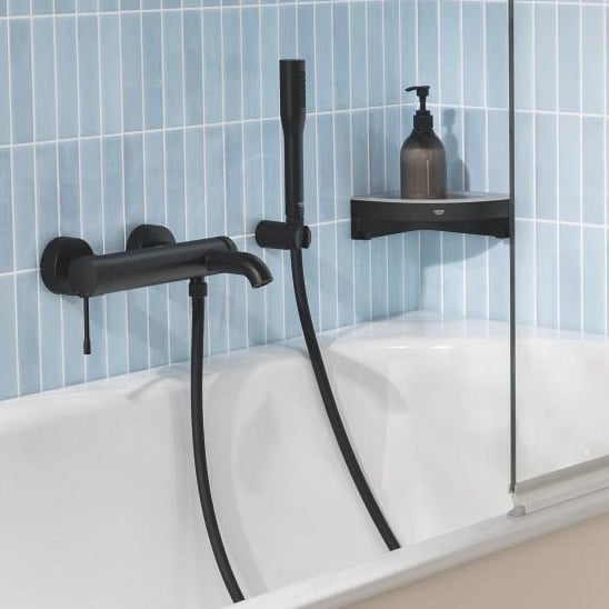 Grohe Essence Wandmontage-Badewannenarmatur: Schwarz matt