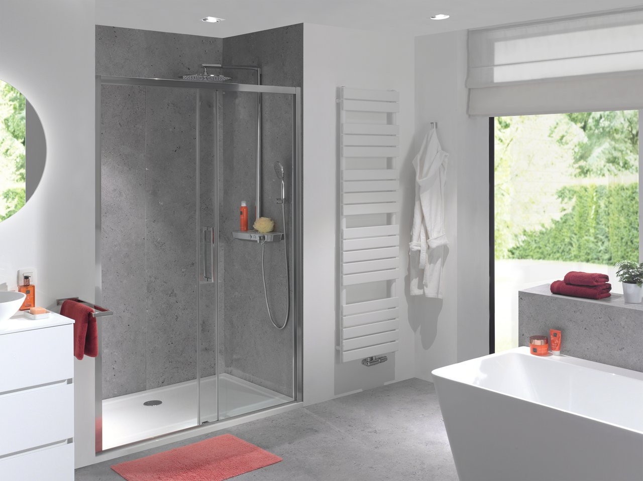 Luca Varess Senses porte coulissante 160 x 200 cm verre transparent profil chrome brillant