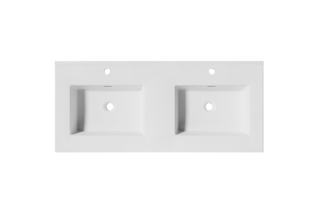 Storke Kera dubbele wastafel mat witte porselein 120 x 52 cm, exclusief crepine