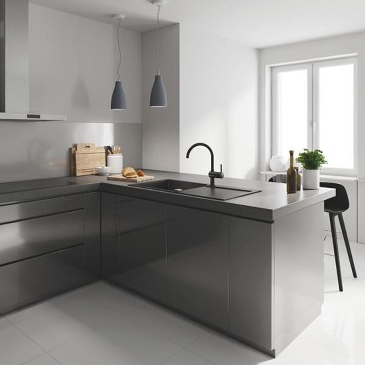 Grohe Minta C-uitloop keukenkraan mat zwart 32917KS0