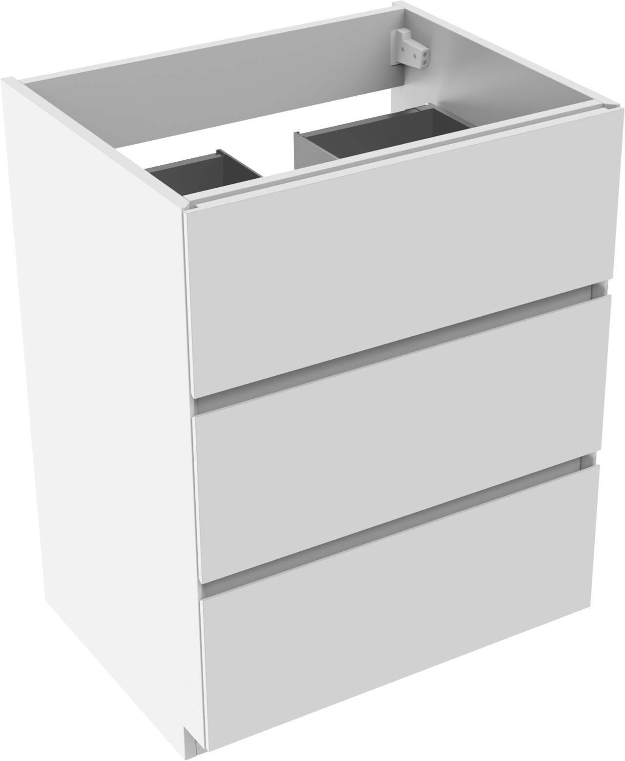 Storke Edge meuble sous-lavabo a poser 65 x 52 cm Blanc Brillant 3 tiroirs