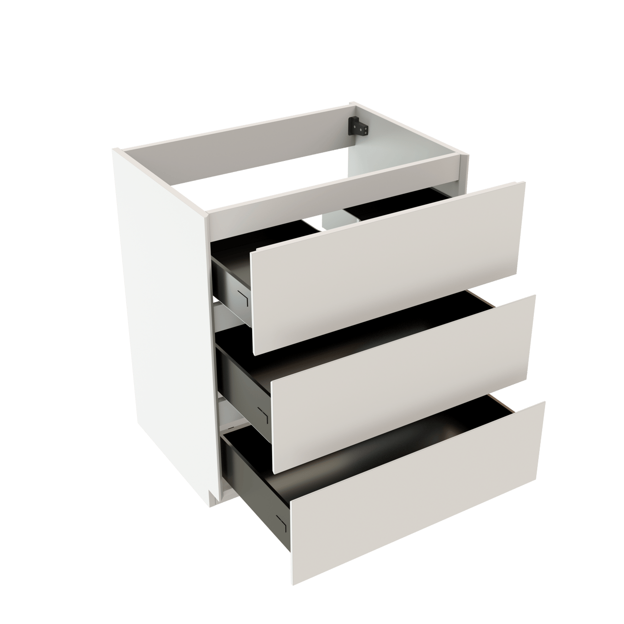 Storke Edge stehender Waschbeckenunterschrank: 75 x 52 cm, Weiß matt, 3 Schubladen