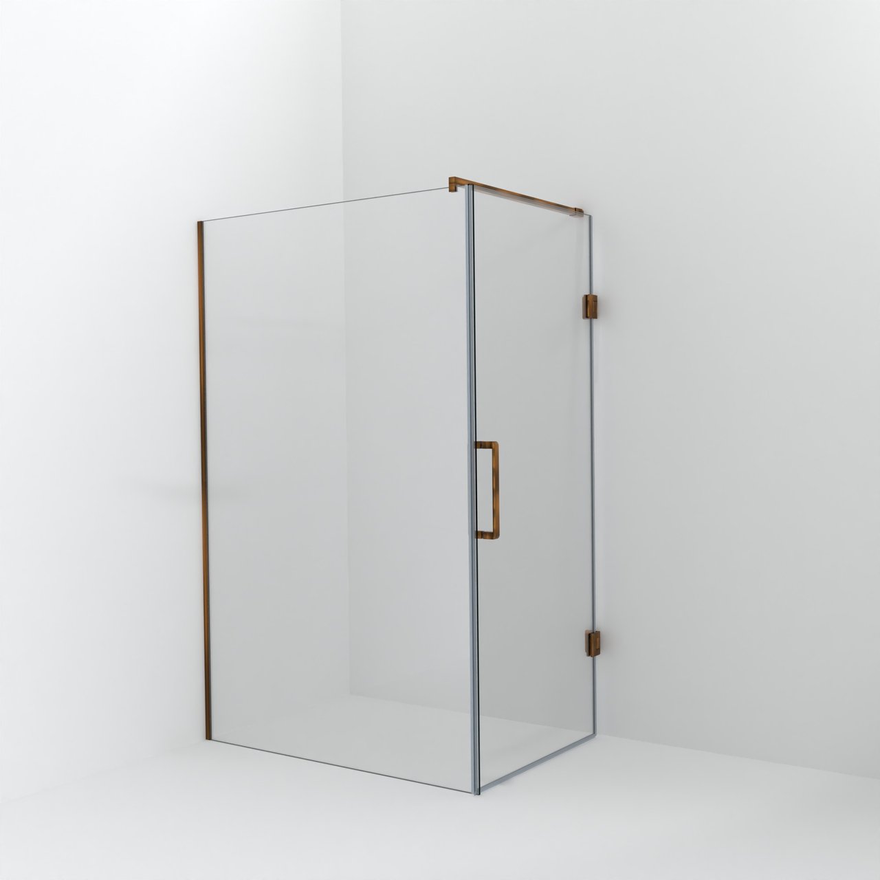 Balmani Modular inloopdouche met deur: 130 x 200 cm met deur 90 cm, Helder glas, Brushed Rosegold profielen