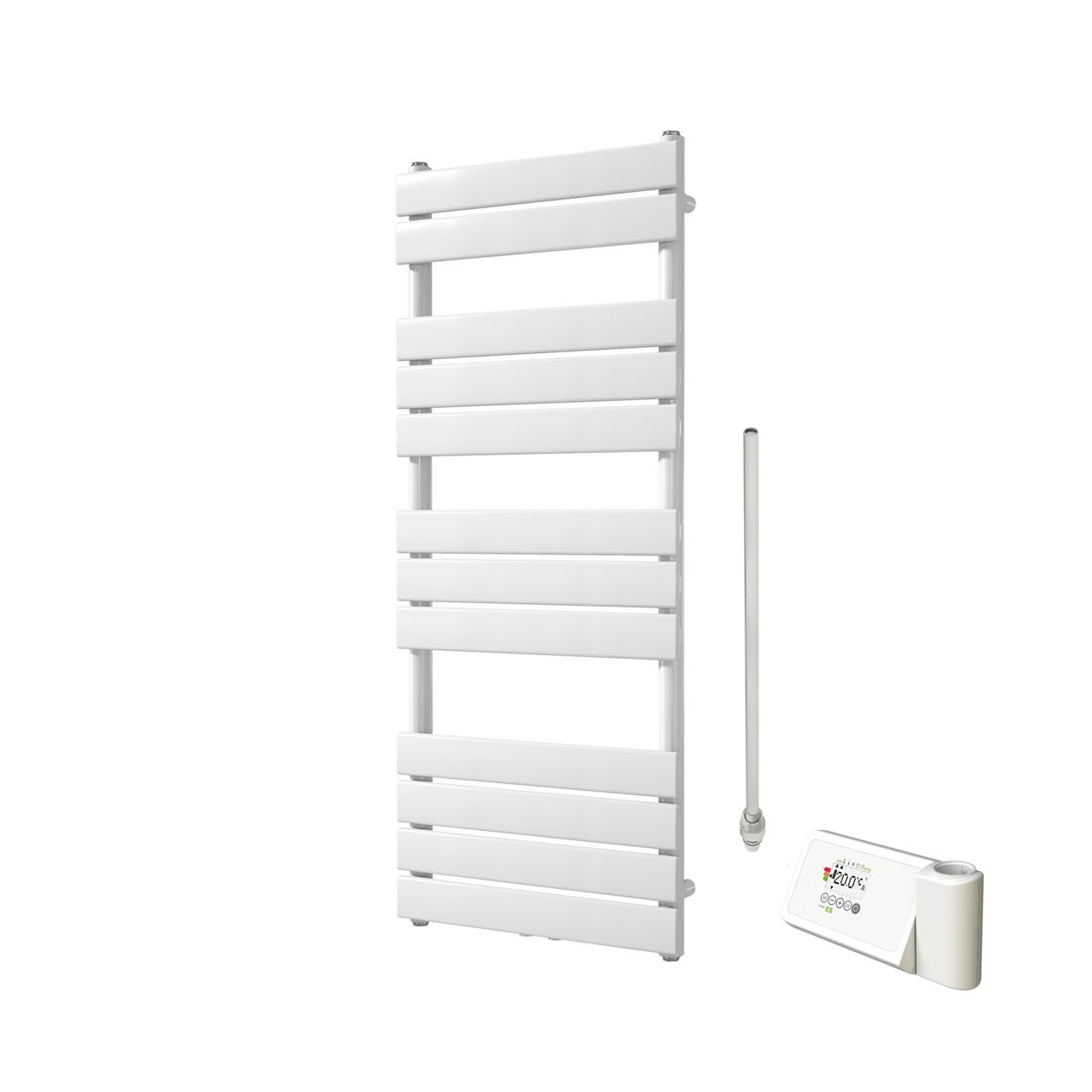 Vipera Vulcan enkele handdoekradiator 50 x 120 cm elektrische verwarming glanzend wit zij- en middenaansluiting 500W, weerstand inbegrepen