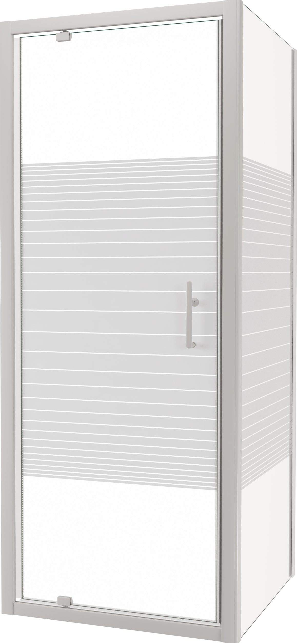 SanyOne Anton douchehoek met draaideur en vaste zijwand, 80 x 80 cm, gestreept glas, witte profielen