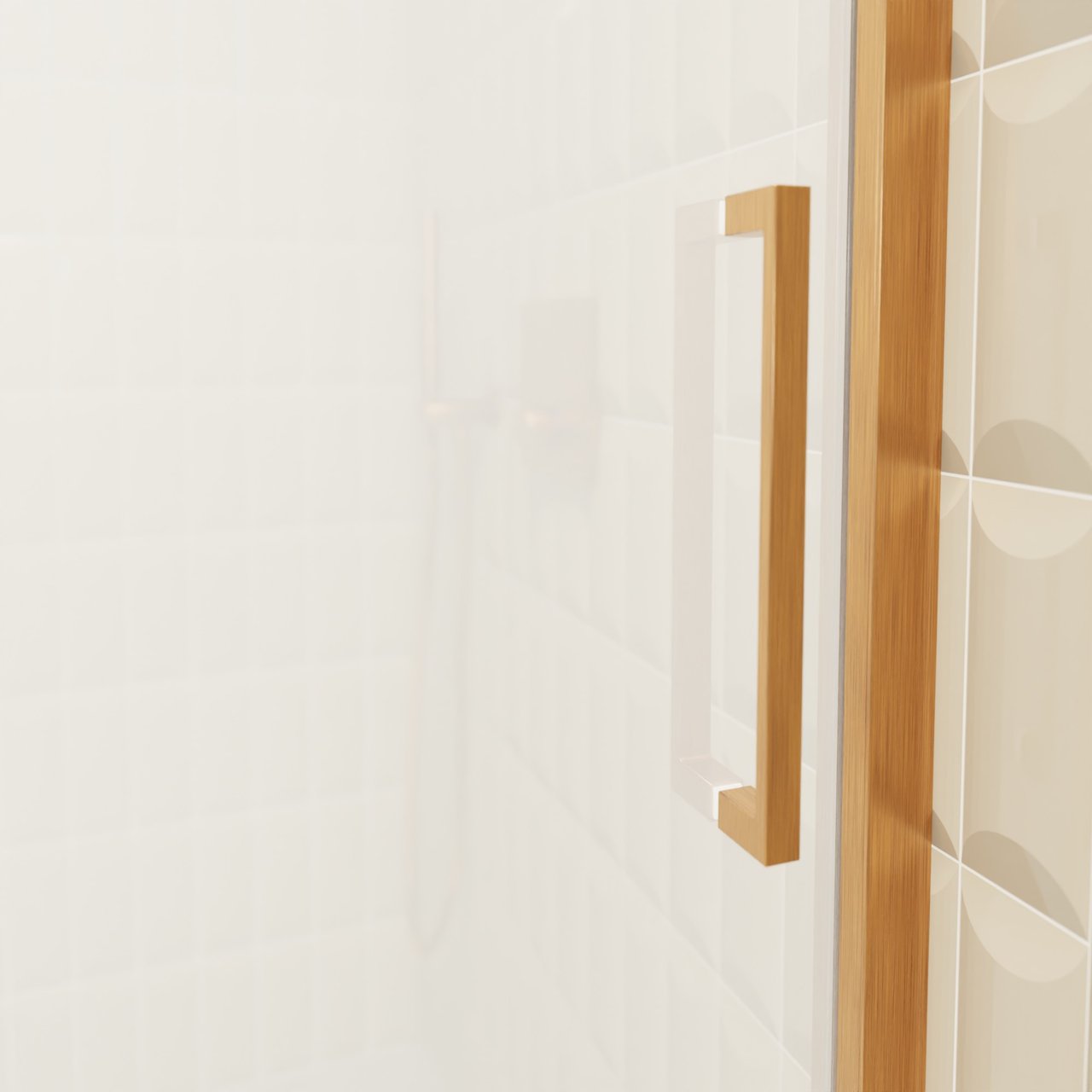 Balmani Senses Design porte coulissante à gauche 120 cm x 210 cm verre transparent avec bande matte, Profil Brushed Rosegold, coating inclus