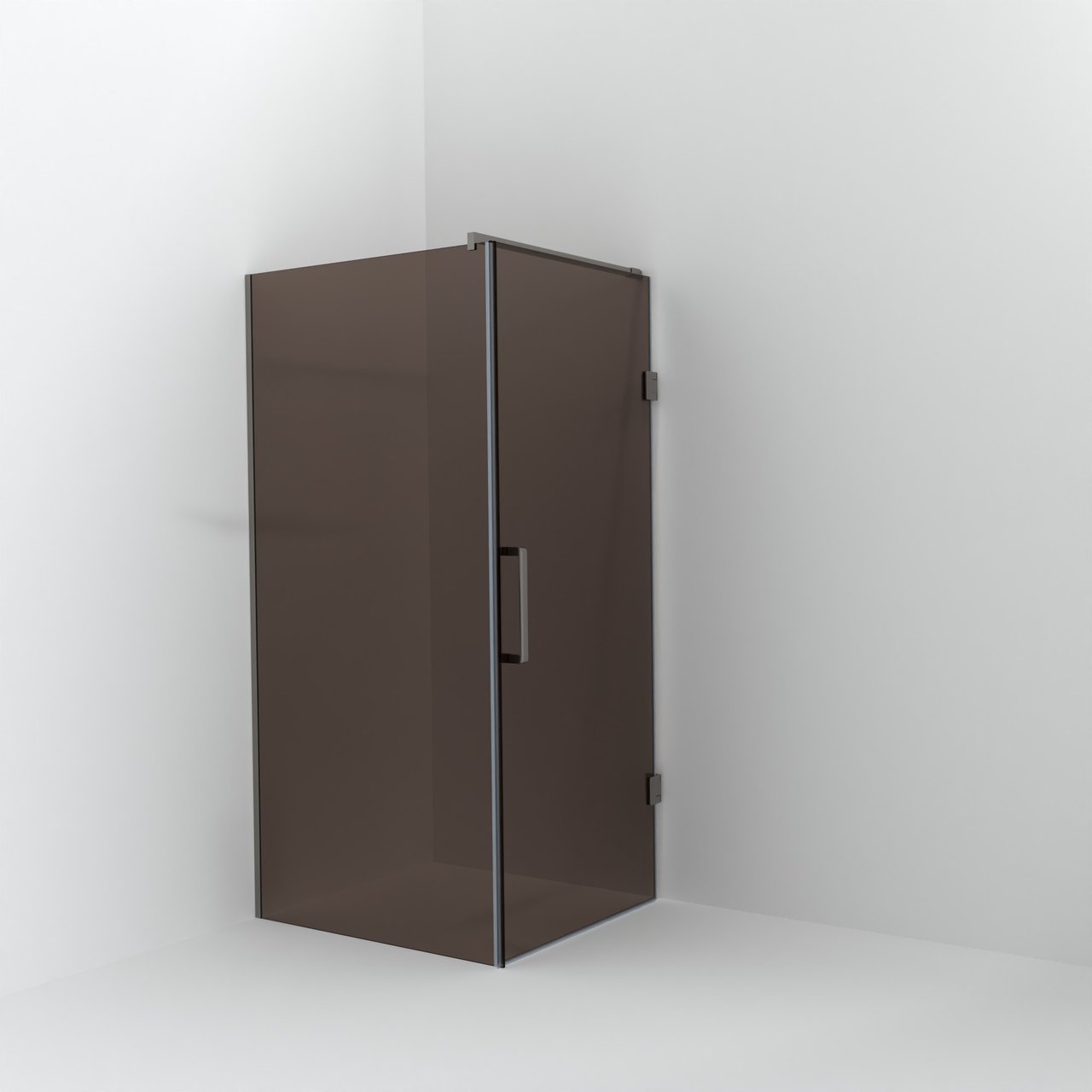 Balmani Modular Walk-In Dusche mit Tür: 100 x 200 cm mit Tür 90 cm, Bronze Glas, Profil Brushed Inox