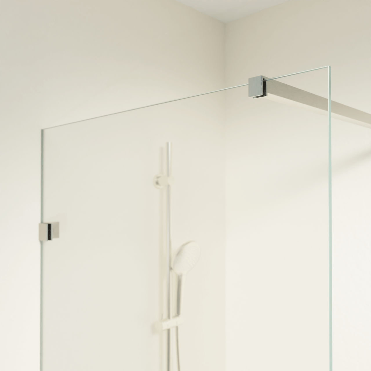 Luca Varess Solid badwand 80 cm helder glas geborsteld Coolmetal profiel