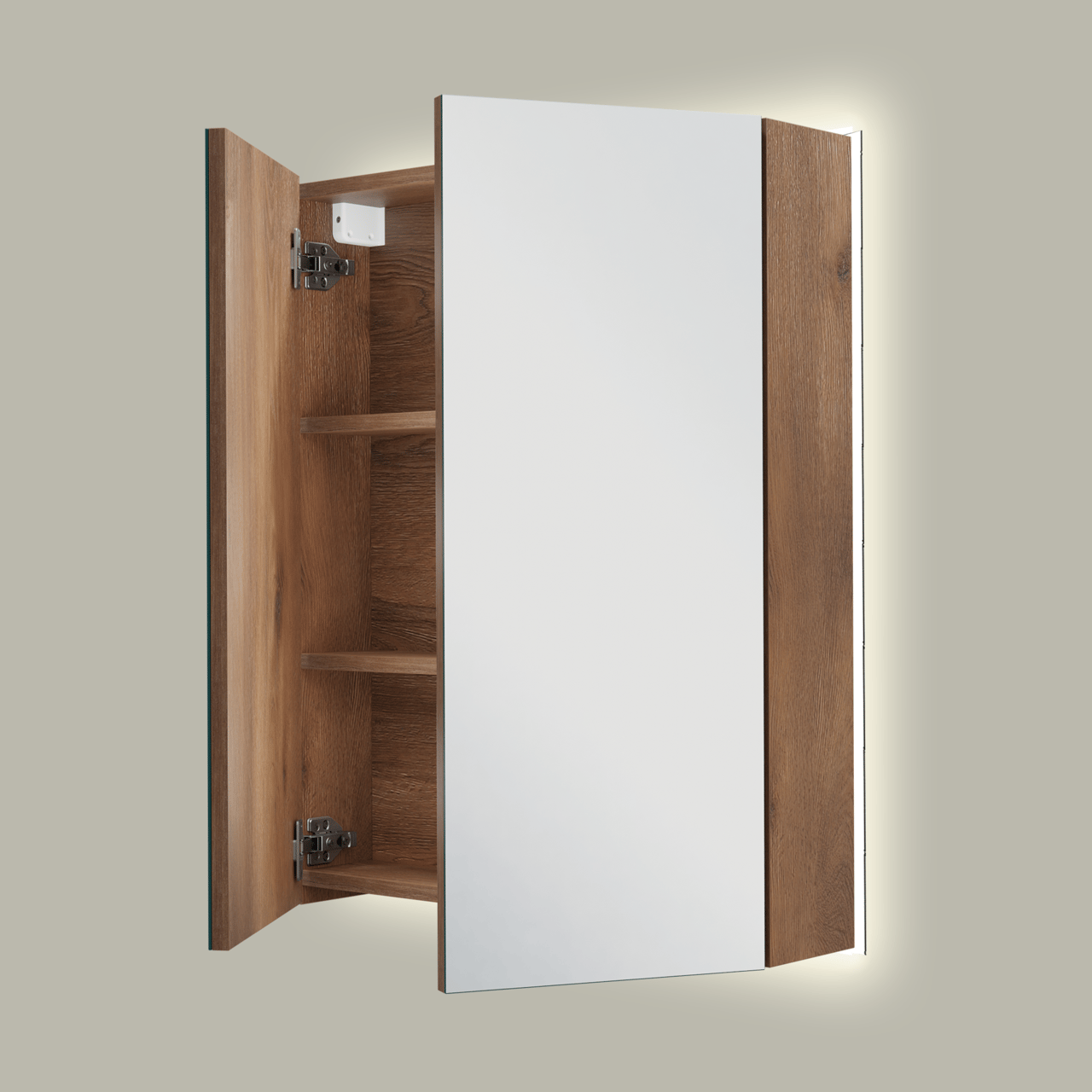Linie Montro spiegelkast 60 x 75 cm bruine eik met spiegelverlichting