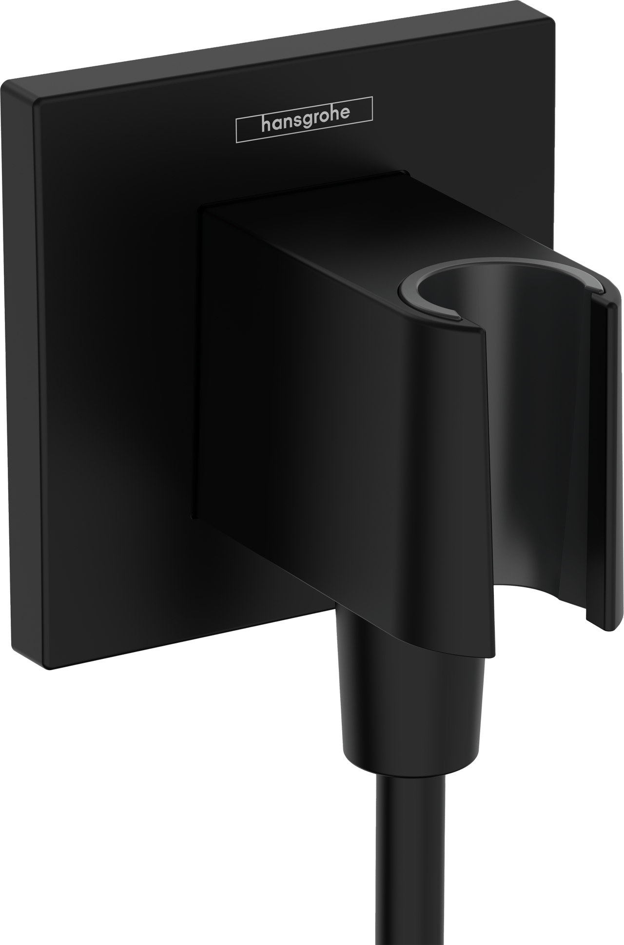 Hansgrohe FixFit Porter Square Support mural douchette avec coude de raccordement 1/2" noir mat