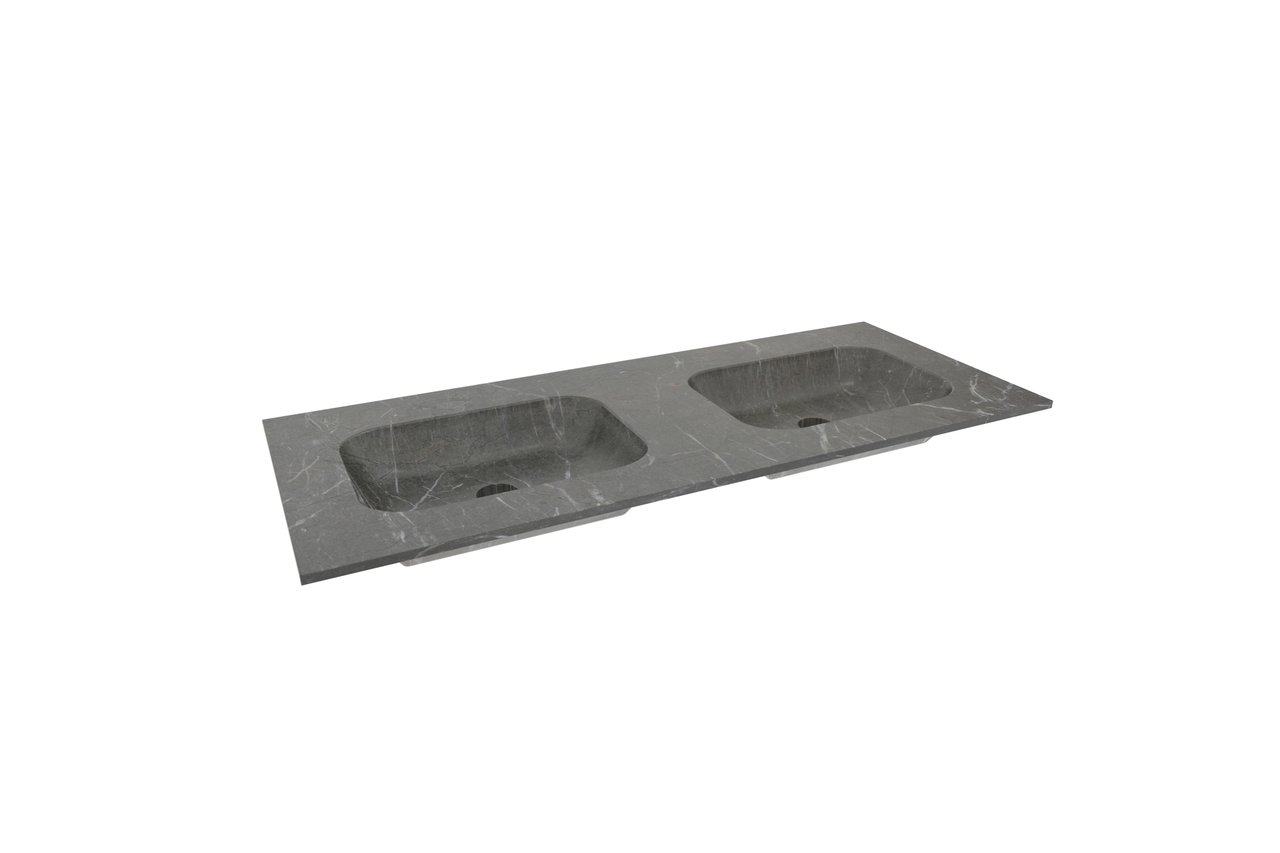 Balmani Tablo Arcato dubbele wastafel Pietra Grey marmer 135 x 55 cm