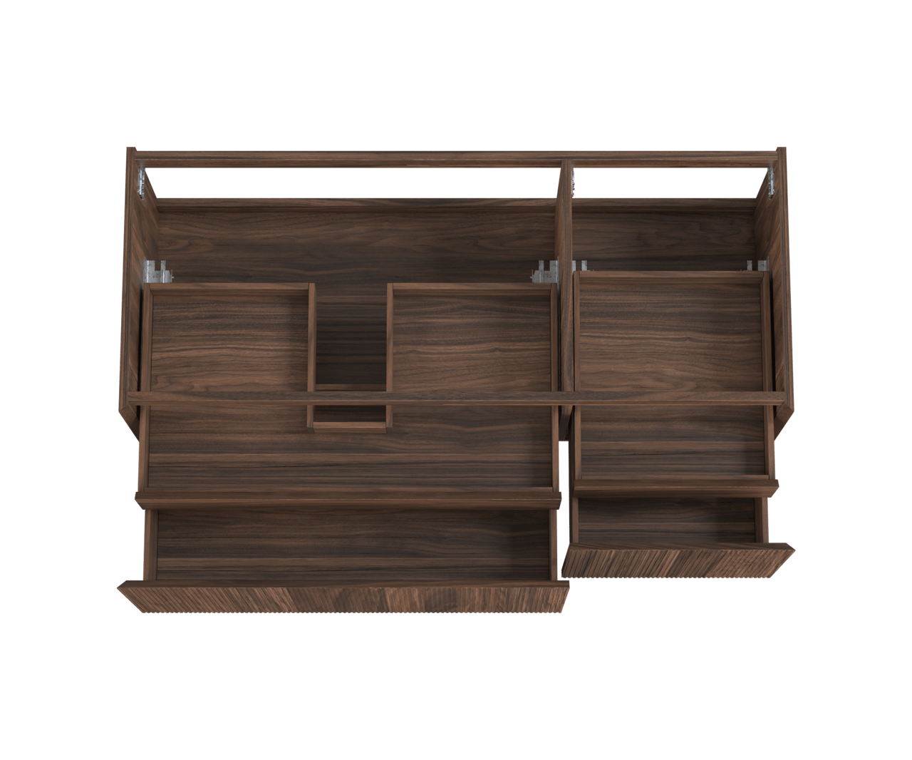 Balmani Fila by Mitra meuble sous-lavabo suspendu 135 x 55 cm asymétrique gauche placage noyer 4 tiroirs