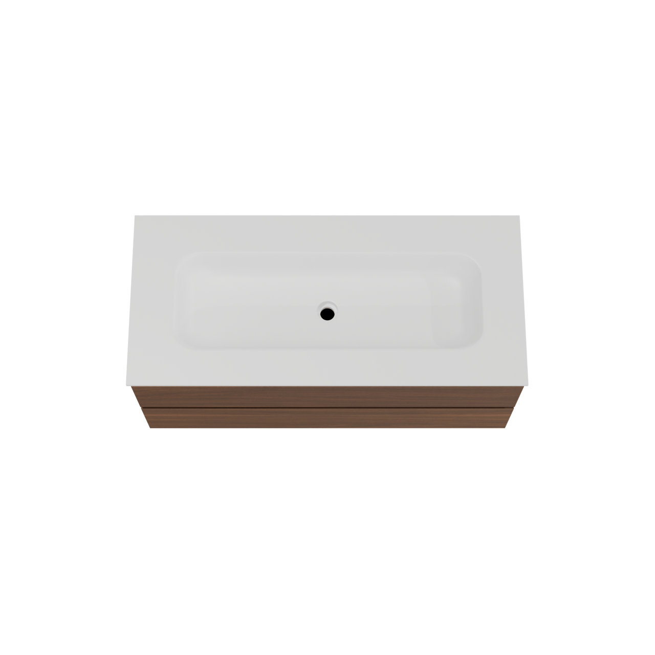 Balmani Lucida meuble salle de bains suspendu 120 x 55 cm noyer américain avec Tablo Arcato lavabo simple pour 2 trous de robinet en solid surface blanc mat