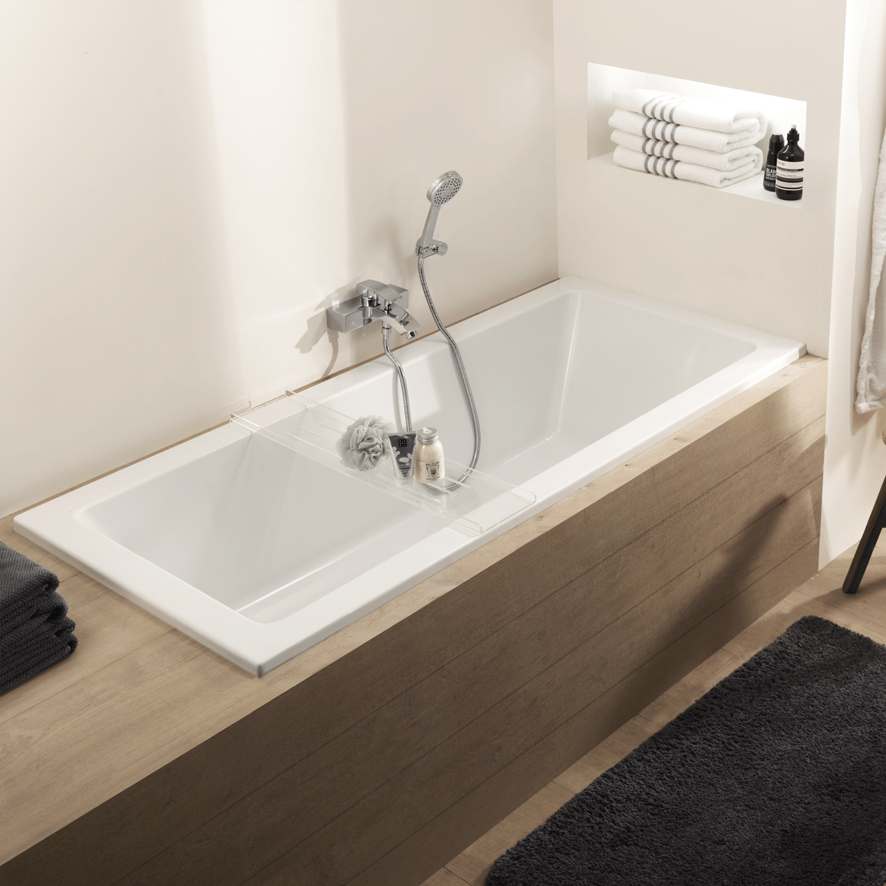 Luca Varess Sandrina 2-Personen-Einbaubadewanne: 180 x 80 cm, Acryl, Weiß Glänzend