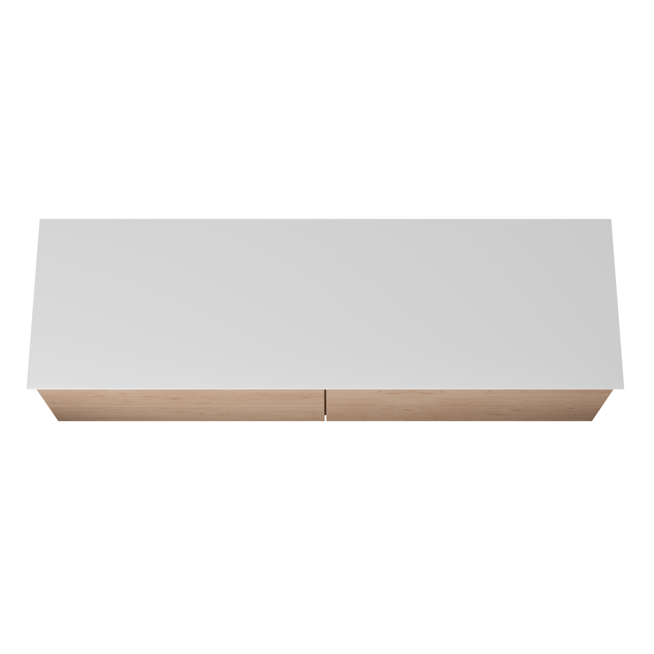 Balmani Forma zwevend badkamermeubel 180 x 55 cm natuur eik met Stretto enkel of dubbel tablet in solid surface mat wit, Horizontale symmetrische rechte ribbel