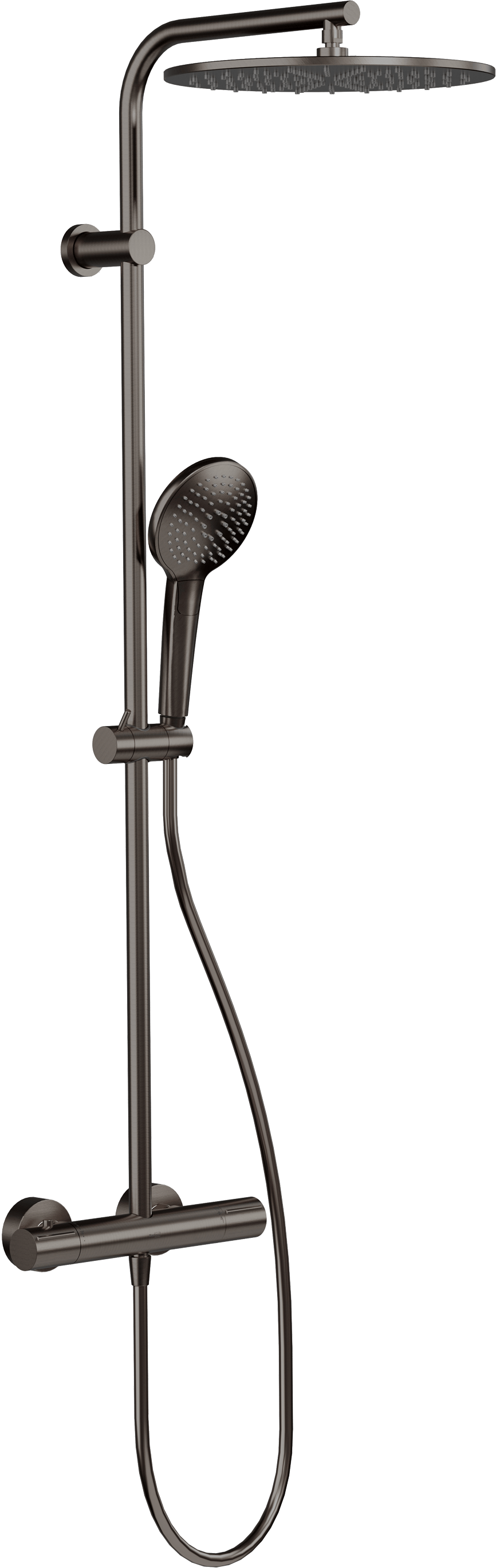Blaufoss Round 300 Duschsystem: Brushed GunMetal