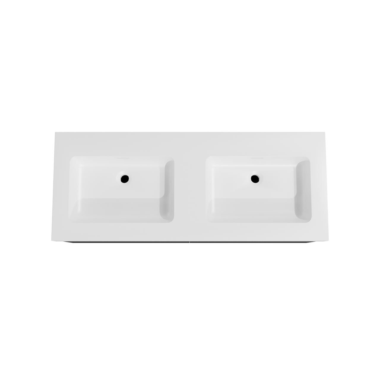 Storke Edge zwevend badmeubel 130 x 52 cm mat zwart met Mata High dubbele wastafel in solid surface mat wit