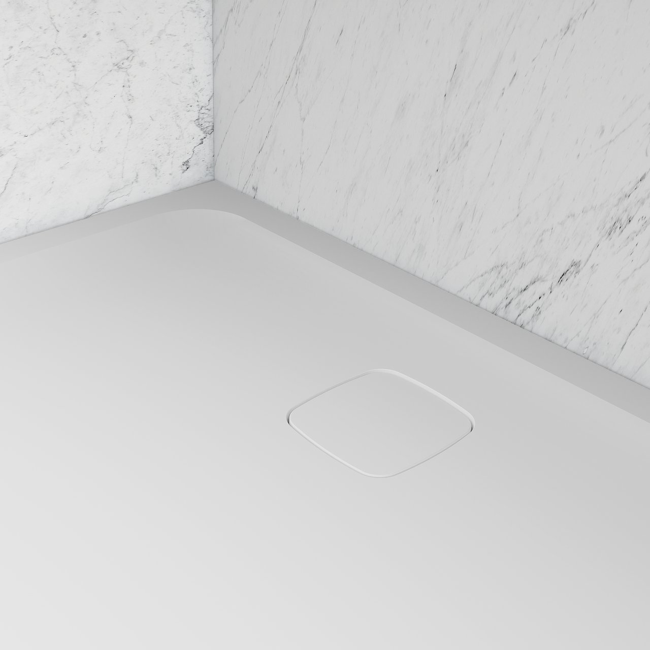 Balmani Bayou Duschwanne: 160 x 90 cm, Solid Surface, Weiß matt