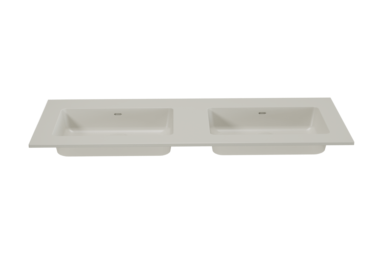 Storke Diva double vasque top solid soie grise matte 130 x 52 cm