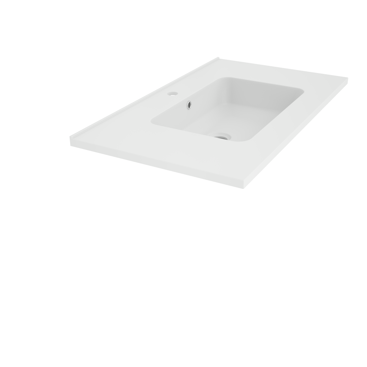 Linie Ribbo zwevend badkamermeubel 80 x 46 cm greige met Vano enkele wastafel in composietmarmer mat wit, Verticale symmetrische ronde ribbel en Montro spiegelkast
